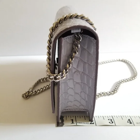 Alexander McQueen Croc-Embossed Leather Skull Crossbody Bag Lavender - Picture 7 of 11
